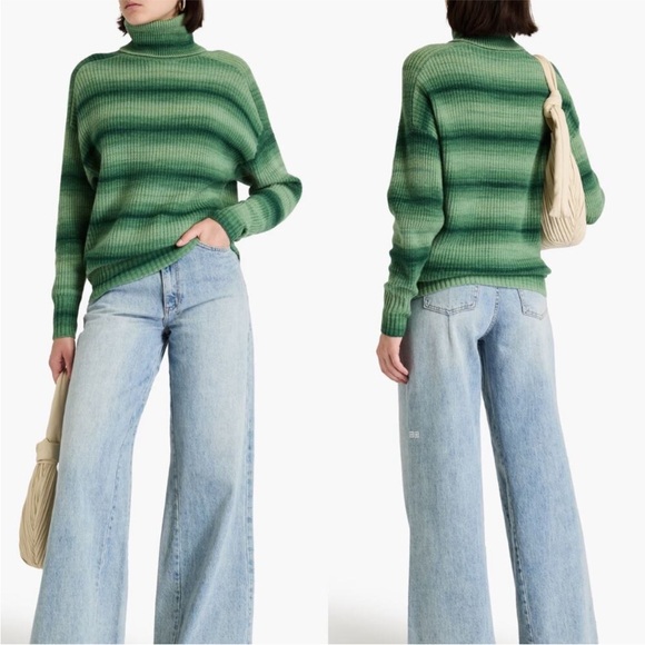 Autumn Cashmere Gradient Green Turtleneck Sweater
